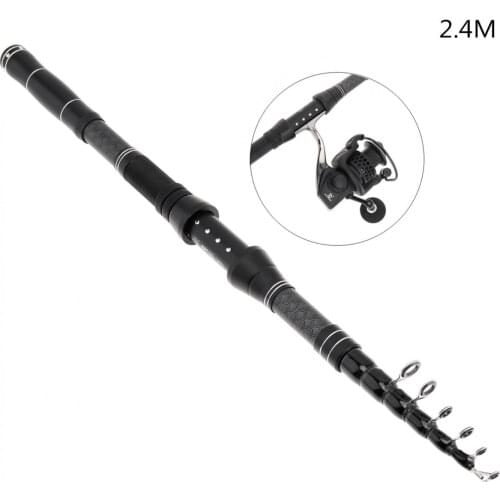 2.4m Carbon Fiber Telescopic Fishing Rods Fasten Guides Ultra Short 8 Section Portable Fishing Pole