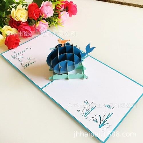 Whale 3D Korean Three-Dimensional Creativity Cartoon Greeting Card Children DIY Handmade Greeting Card