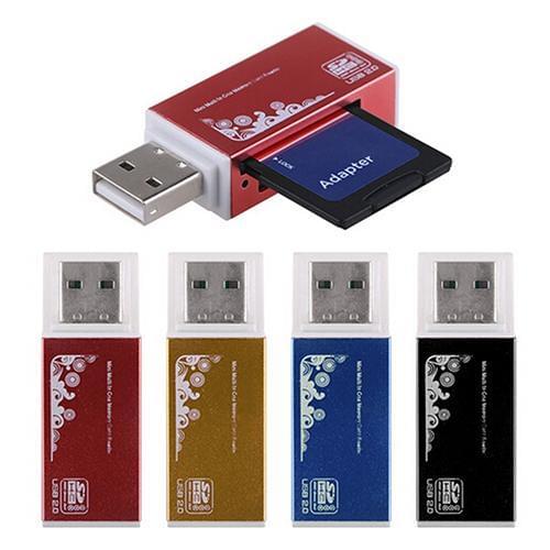 4 Card Slots USB 2.0 All in 1 Multi Memory Card Reader for Micro SD SDHC TF M2 MMC MS PRO DUOs