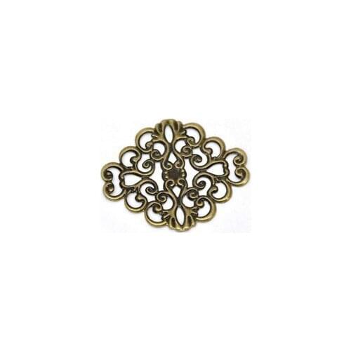 50pcs/lot 37x30mm Bronze Tone Filigree Flower metal Wraps Jewelry Findings Connectors\ Embellishments Findings