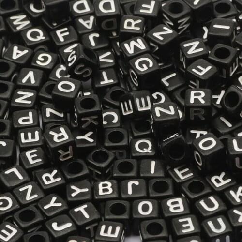 6*6mm Mixed Black Letter Acrylic Beads Square Cube Alphabet Spacer Beads For Jewelry Making Handmade Diy Bracelet Accessories
