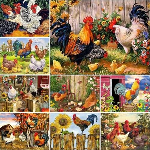 5D DIY Diamond Painting Animals Chicken Cross Stitch Kit Full Drill Square Embroidery Mosaic Art Picture of Rhinestones Gift