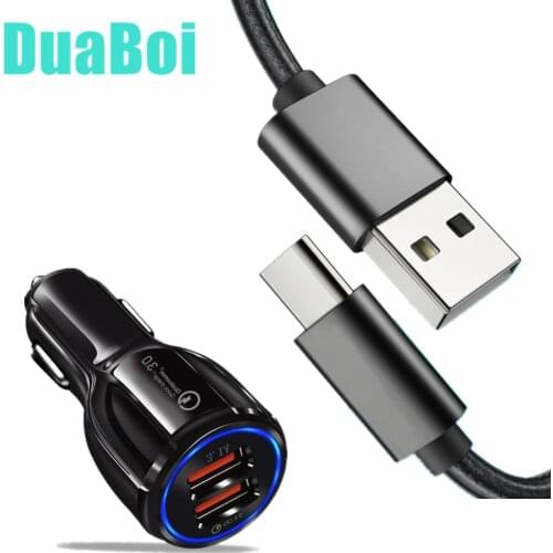 For Samsung A30 A40 A50 Xiaomi mi9 Note 10 Pro Redmi K30 5G 8T Dual USB Car Charger Adapter With USB Type C Fast Charging Cable