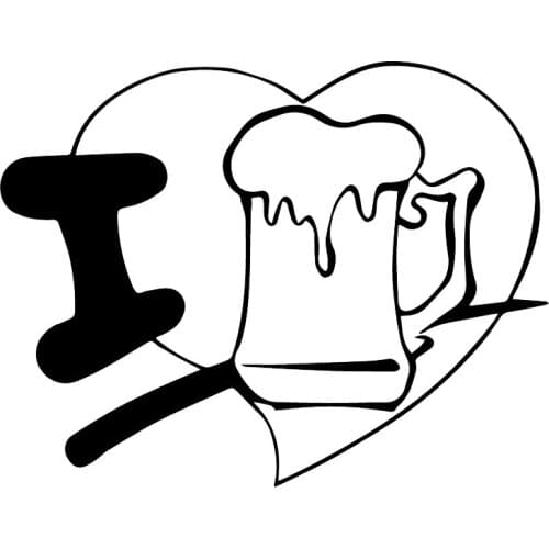 Car Stickers I Love Beer Creative Window Decals Car Stickers Decorative Accessories Waterproof Sunscreen Black/white,16cm*12cm