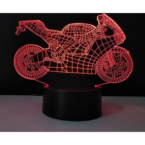 Free shipping 3D Table Lamp Motorcycle Night Lights Led Decorative Lampara Plexiglas Plate Bedside Nightlight