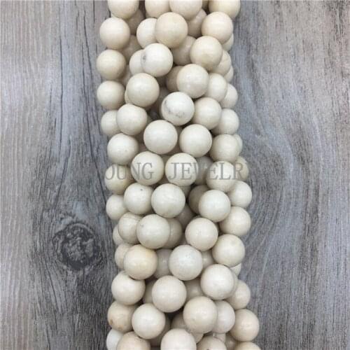 Free shipping Natural Wood Fossil Stone Beads,Round smooth beads 15" Strand 6 8 10 12MM Pick Size For Jewelry Making MY1409