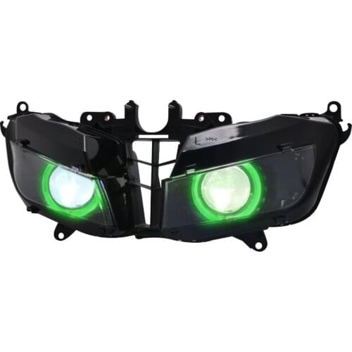 Motorcycle HID Bi-Xenon Projector Conversion Headlight L/H Beam Assembly Green Angel Eyes Head Lamp For Honda CBR600RR 2013-2018