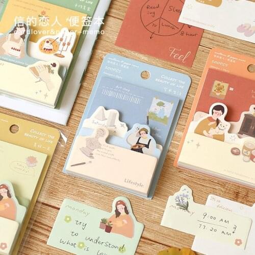 100 Sheets Kawaii Girl Life Memo Pad Student Notebook Stationery Cute Diary Sticky Notes Office & School Supplies