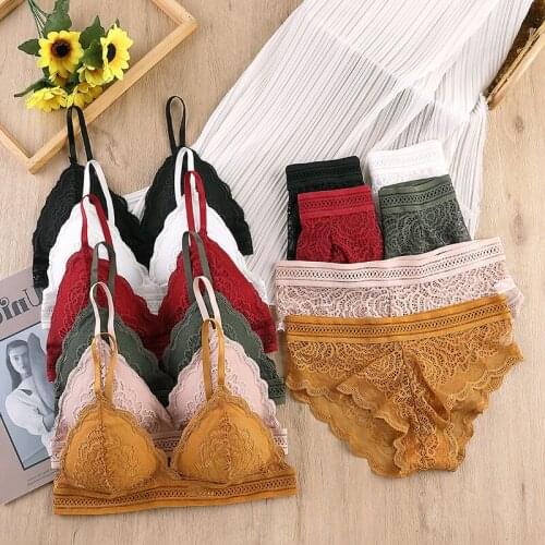 Women Lace Bra Sets Seamless Underwear Backless Vest Panties Padded Female Intimates Bralette Lingerie Ultrathin Briefs