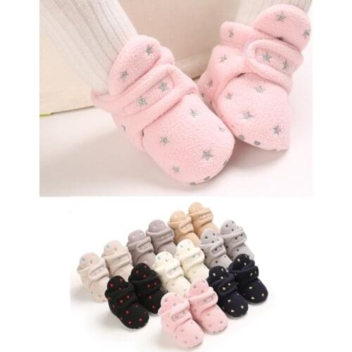 Baby Cotton Shoes with Soft Sole and Velvet Thick Warm Toddler Shoes Cute Baby Floor Shoes Anti-slip First Walkers 0-18 Months