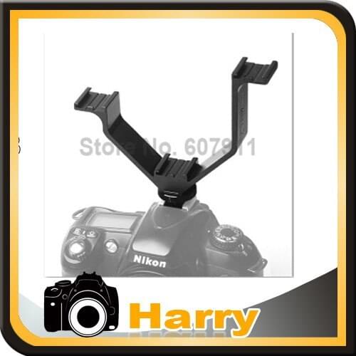 EPhoto Flash Hot Shoe V Mount Dual Bracket for Video Lights, Microphones or Monitors