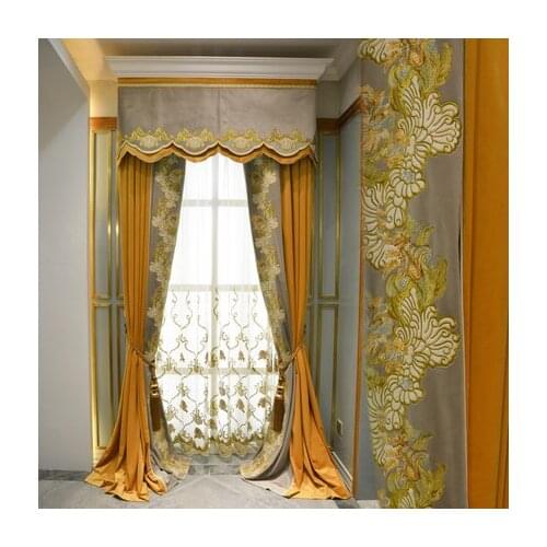 High end luxury American embroidery light luxury French curtain custom living room atmosphere high end European bedroom curtain