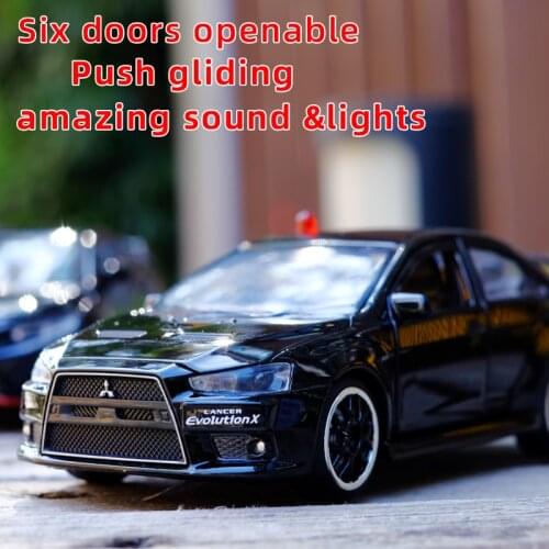 Toy Car 1:32 Lancer Evolution Police Metal Alloy Diecast Car Model Miniature Model With Sound Light Model For Children Car