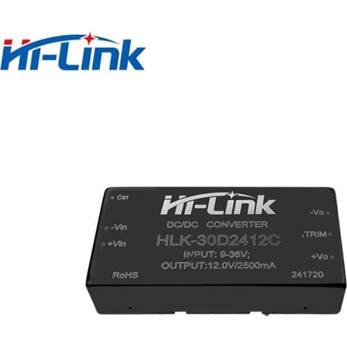 Hi-Link 12V 2.5A output dc dc power supplies 9-36V Input HLK-30D2412C 91% efficiency isolated dc dc power module