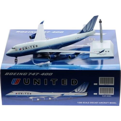 1:200 Alloy Collectible Plane JC Wings XX2268 United Airlines Boeing B747-400 Diecast Aircraft Jet Models Reg#N199UA with Stand