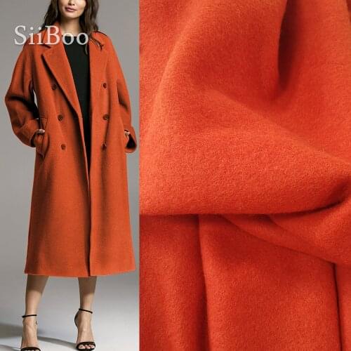 Best seller American style winter thick orange wool fabric for women coat dress 70% woolen tissue cloth tela 150cm widthSP3854