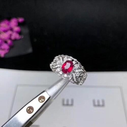 Best Gift For your Loved Girl Original ruby ring Free shipping Natural and real ruby 925 sterling silver 5*7mm gemstone