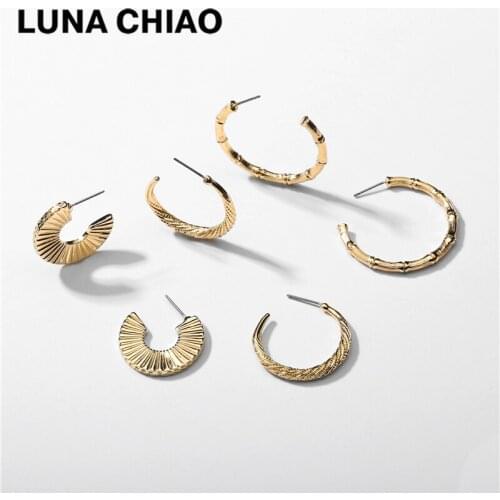 LUNA CHIAO Fashion Trendy Jewelry Gold Color Boho Classic Style Big Round Hoops Earrings for Women
