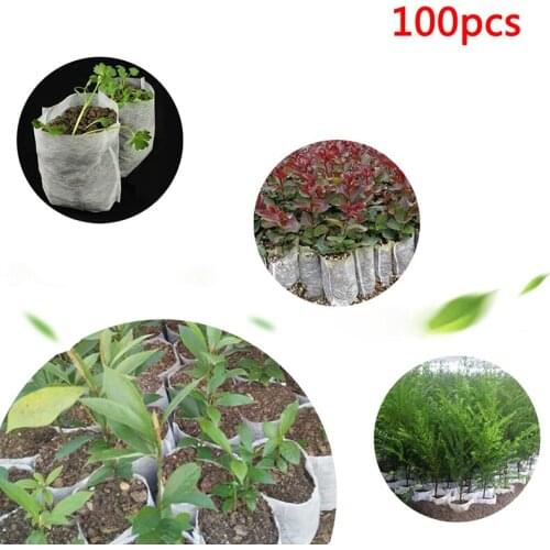 100pcs 8*10cm Biodegradable Non-woven Nursery Bags Plant Grow Bags Fabric Seedling Pots Eco-Friendly Aeration Planting Bags