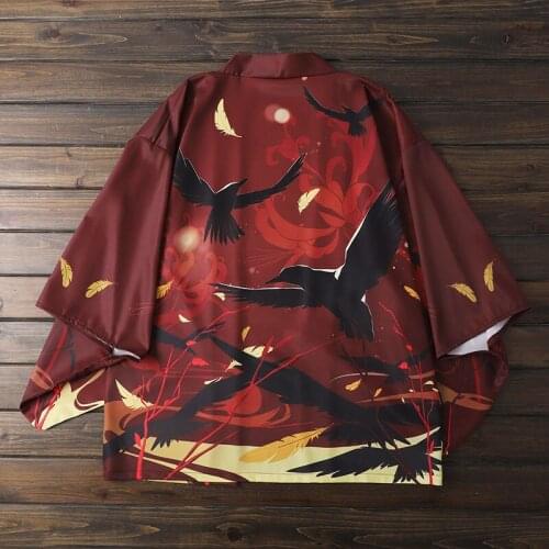 Fashion Adult Shirt Japanese Yukata Haori Cardigan Blouse Asian Samurai Cosplay Clothes Vintage Kimono Tops Loose Streetwear
