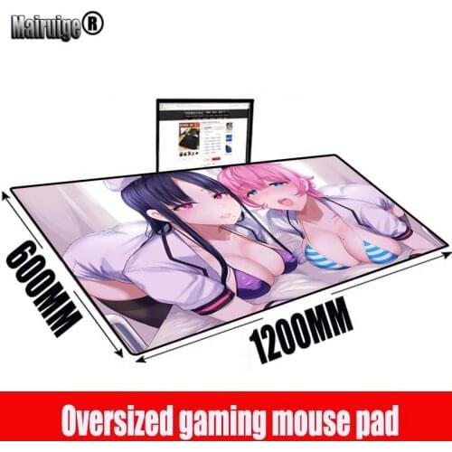 MRGBEST Anime Sexy Girl Big Breast Extra Large Gaming Mouspad Rubber with Locking Edge Non-slip Mat Custom Full Size for CSGO