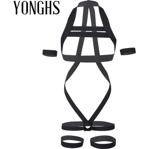 Men Lingerie Strap Halter Bodysuit Underwear Sexy Body Chest Harness Belt Hot Sexy Hollow Out Elastic Nightclub Jockstrap