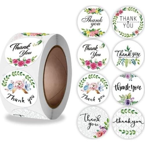 500pcs/roll Round Thank You Sticker Label Sticker Roll 4 Styles For Wedding Scrapbooking Jewelry Box Seal Sticker Decoration