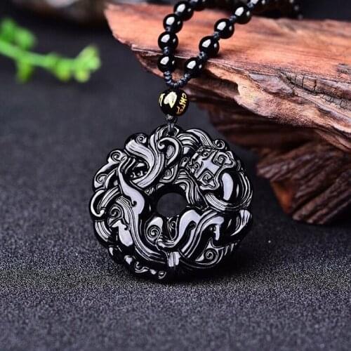 Natural Obsidian Pi Xiu Jade Pendant Jewelry Lucky Exorcise Evil Spirits Auspicious Amulet Jade Pendant Fine Jewelry