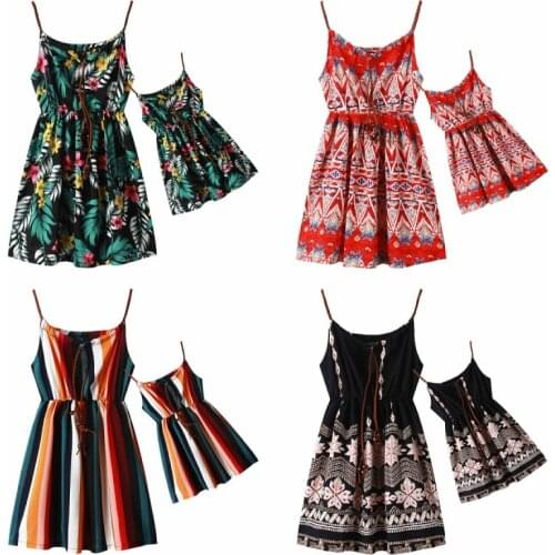 2020 New family clothing fashion bohemina style mother and daughter dresses summer girls & mum clothes dresses