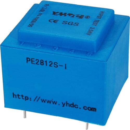 PE2812S-I Power 1.5VA 220V/2*7.5V Expory resign encapsulated safety isolating transformer