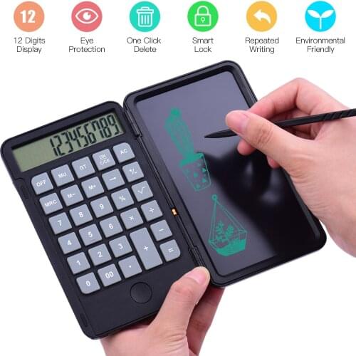 Wonderlife Aibecy Portable Calculator & LCD Writing Tablet Digital Drawing Pad 12 Digits Display with Stylus Pen Erase Button