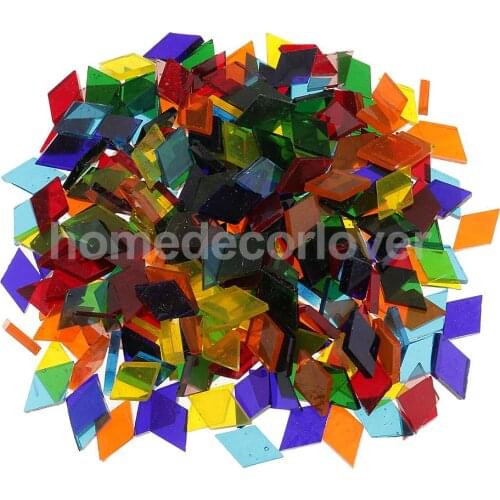 250 Pieces Assorted Colors Clear Glass Pieces Mosaic Making Tiles Tessera for Puzzle Arts DIY Craft Accessories