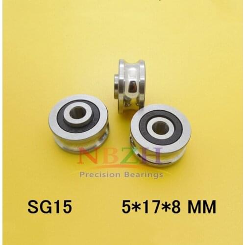 SG15-2RS U Groove pulley ball bearings 5*17*8*9.75 mm Track guide roller bearing SG15RS V17