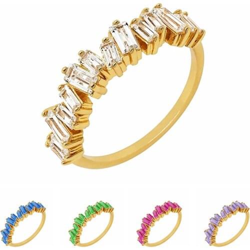 Plated 24K Gold/925 Silver Crystal Ring Engagement Wedding CZ Band Rings For Women Fashion Exquisite Jewelry Birthday Gift