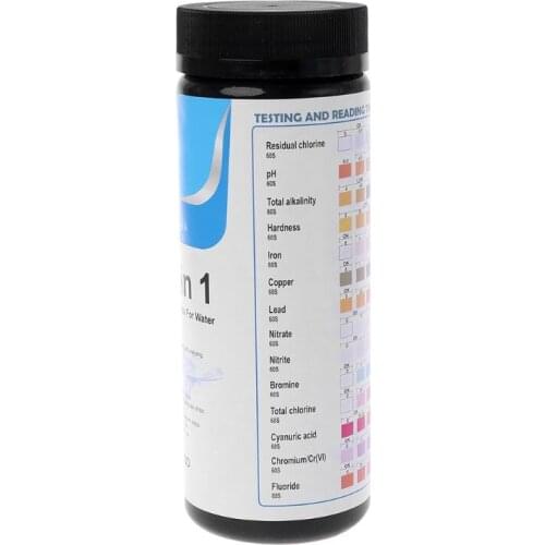 100Strips Water Test Strips Reagent Strip For Water Quality Analyzing Testing With 14 Analysis Residual Chlorine pH Total Iron