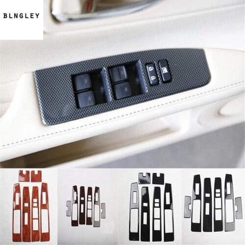 6pcs/lot ABS carbon fiber or wooden grain car window lift panel decoration cover for 2013-2017 LEXUS ES250 ES300H ES350