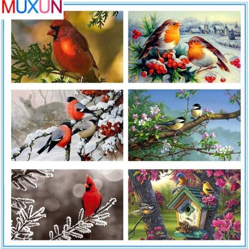 Muxun Diy Diamond Embroidery Bird Branches Snow Tree Landscape Diamond Painting Full Drill Cross Stitch Mosaic Decoration Ep237