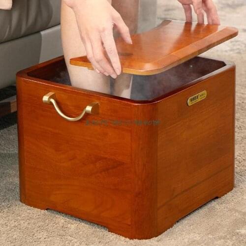 Square Oak Foot Soaking Cask Household Wooden Cask Foot Soaking Basin Over Calf Health Care Solid Wood Foot Bath Foot Washing Ba