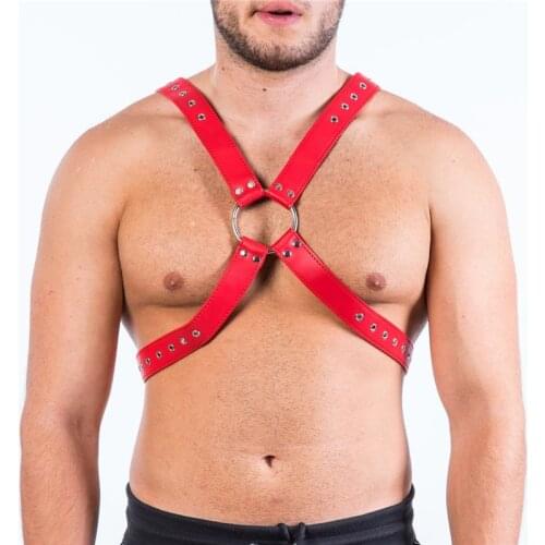 Fetish Gay Clothes Crossed Chest Harness Men Adjustable Male Body Bondage Cage BDSM Harness Belts for Punk Rave Party Clubwear