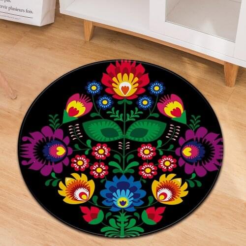 Bohemian style psychedelic geometric printing non-slip round carpet floor mats bedroom living room home decoration