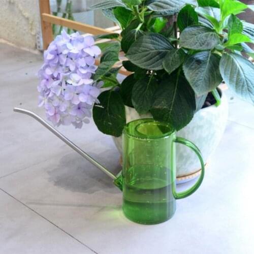 New 1L Stainless Steel Long Mouth Watering Cans Green Planting Potted Plant Spray Pot Transparent Fertilizer Pot