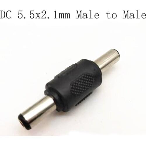 New Dual DC 5.5x2.1mm 5.5*2.1mm Male to Male Plug CCTV DC Power Plug Adapter Connector 100PCS