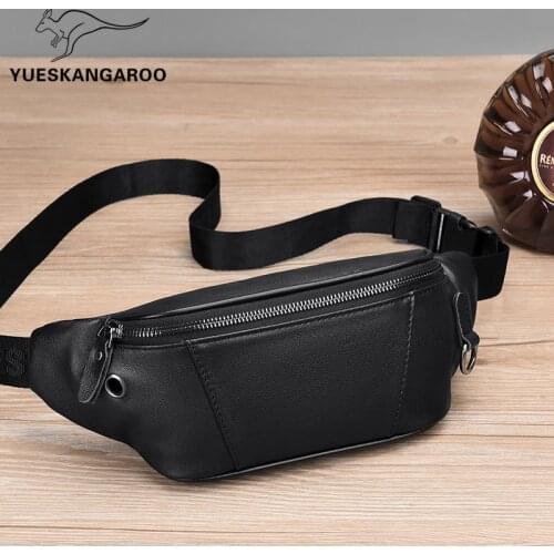 Waist bag for men Genuine Leather Men Bag fashion shoulder bag Purse Korean casual Mens belt bag riñonera hombre fanny pack 089