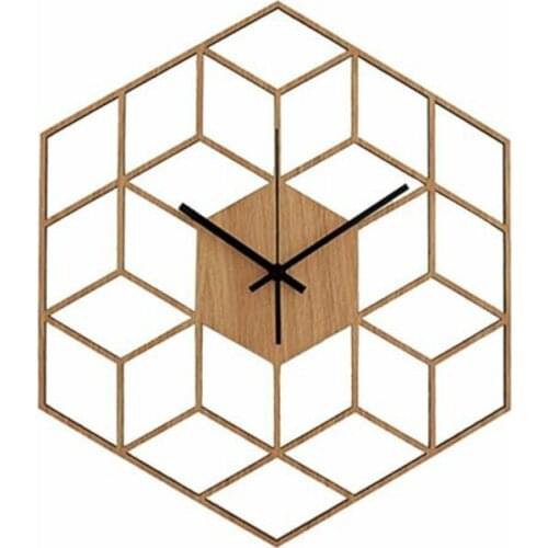 Retro Nordic Style Creative Modern Geometric Graphics Wall Clock Wooden Hanging Wall Clock Home Living Room Bedroom Decoration