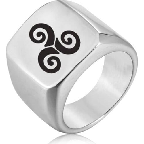Ufine Fashion Square Ring Viking sign Titanium Steel Mens Ring Cast stainless steel symbol Rings jewelry R082