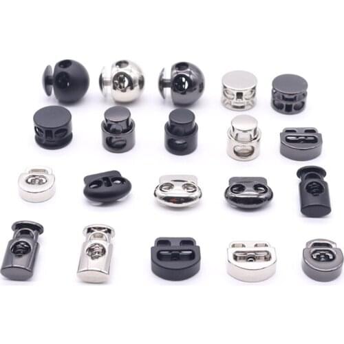 Alloy Cuboid 2 Holes Press Locker Cord Stopper Rope Ends LidDrawstring Toggles Clip For Clothes Apparel Shoelace Accessories