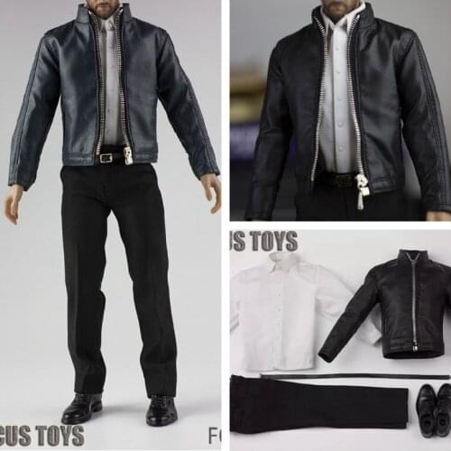 1:6 figure doll leather suit jacket+shirt+pants+shoes clothes for 12" Action figure doll.not include head,body and other E2865
