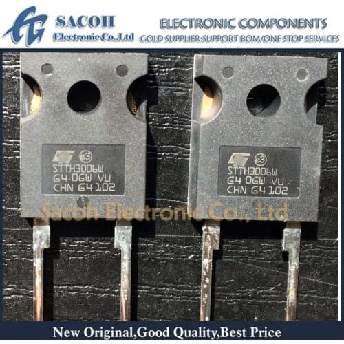 10Pcs STTH3006W or STTH3002W TO-247 30A 600V/200V Ultrafast high voltage rectifier