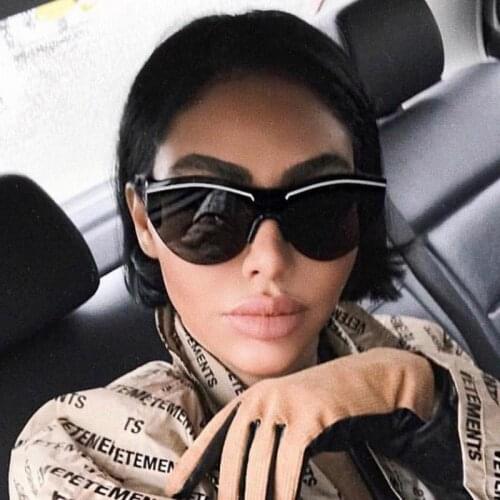 2019 Unisex Brand Designer Black One Piece Sunglasses Women Vintage Luxury Cat Eye Mask Sun Glasses For Female Male Shades UV400