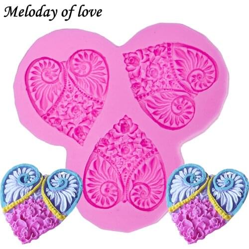 3D Love flowers heart shape chocolate DIY fondant cake decorating tools silicone mold baking for cakes dessert decorator T0048